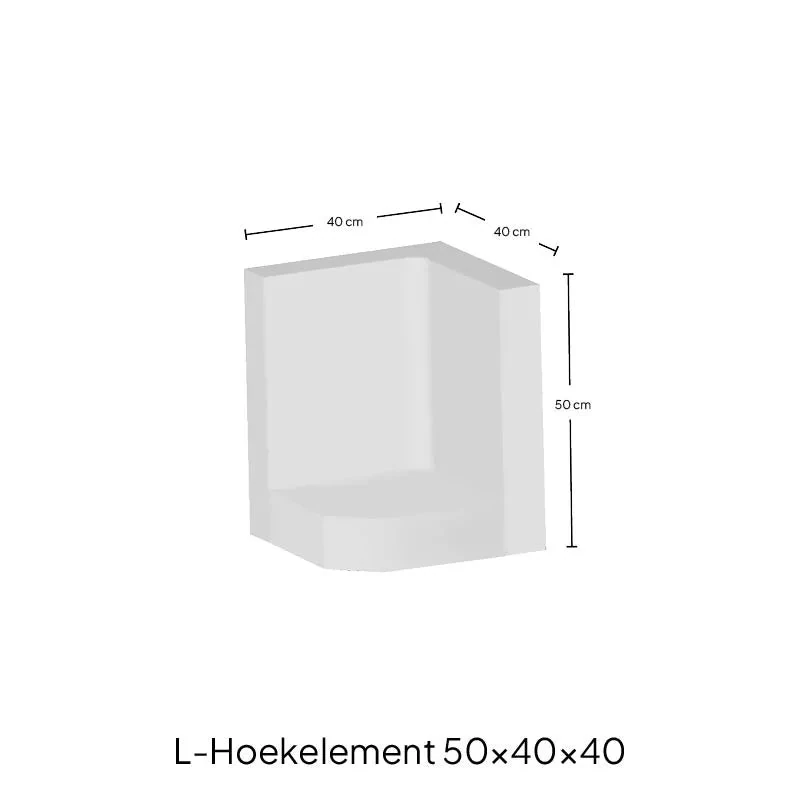 H) Hoek L-elementx8 40x50x40cm Grijs