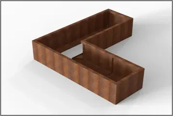 Bloembak Module+ Parallel paneel (E) 60x28 R 0,1x28x60cm Bruin