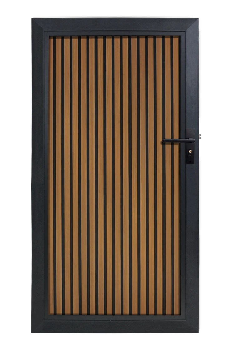 Composiet Tuindeur Rhombus Teak Verticaal Highlander composiet schuttingen
