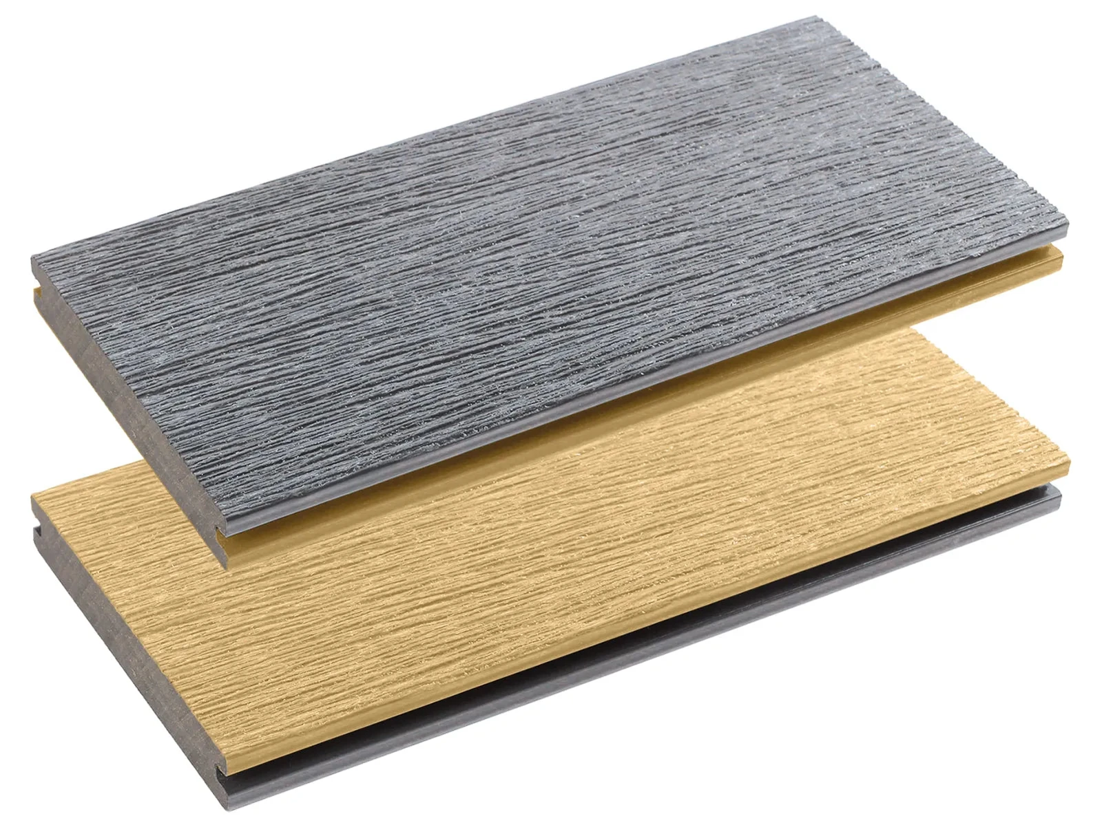 WPC Terrasplank Massief Vintage 2,3x13,8x400cm Lunar Grey/Ce 13.8x2.3x400cm Geel, Grijs
