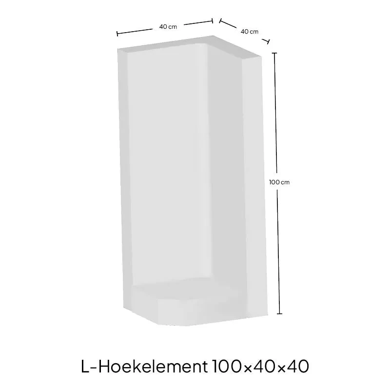 L-Hoekelement 40x100x40cm Grijs