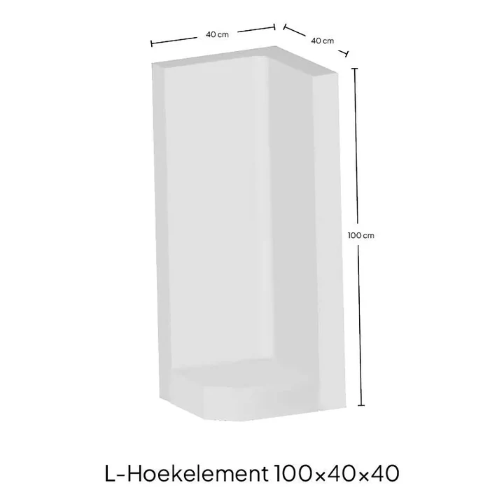 L-Hoekelement 40x100x40cm Grijs