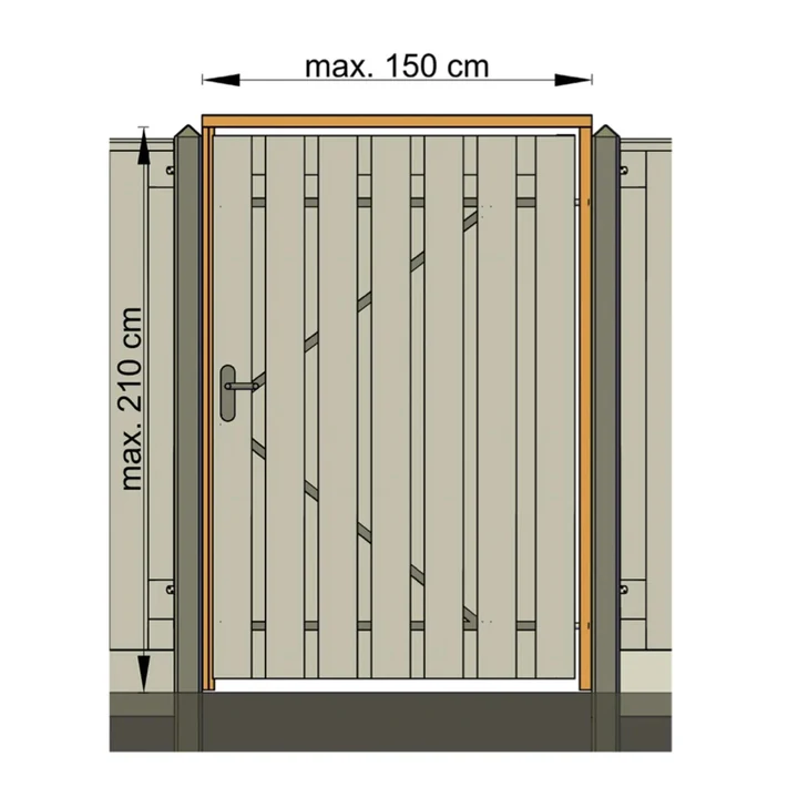 Tuindeurkozijn Douglas Onbehandeld Geschaafd 210x140cm 8.8x4.4x210cm Geel,                                                             Rood
