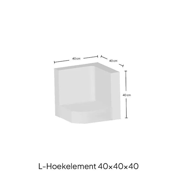 L-Hoekelement 40x40x40cm Grijs